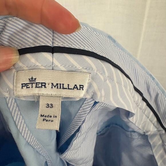 Peter Millar Light Blue Pima Cotton Spandex Blend Chino Shorts Size 33 - Picture 3 of 5